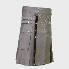 Modern Grey Utility Kilt For Men