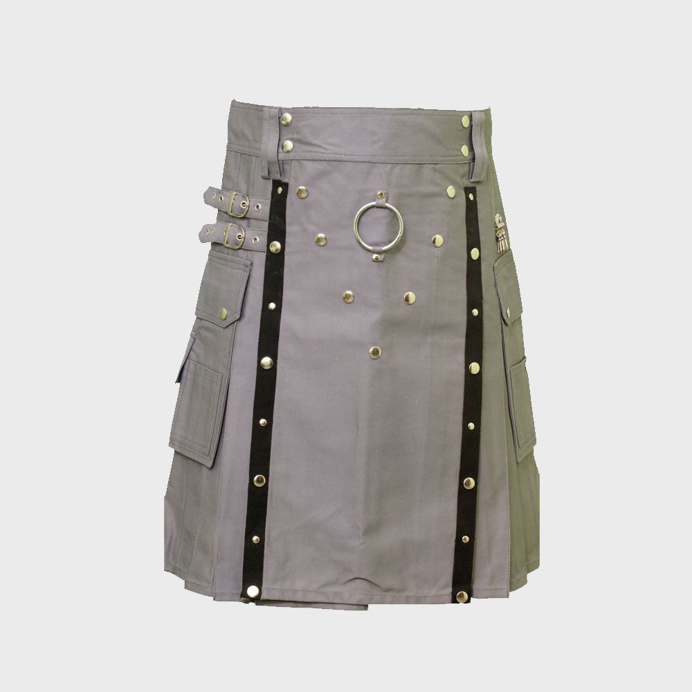 Modern Grey Utility Kilt For Men