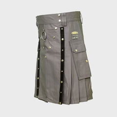 Modern Grey Utility Kilt For Men