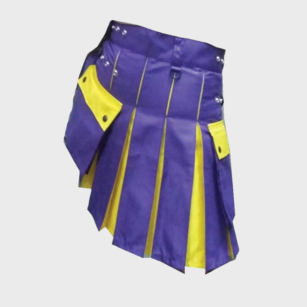 Modern Two Tone Kilt Blue and Yellow