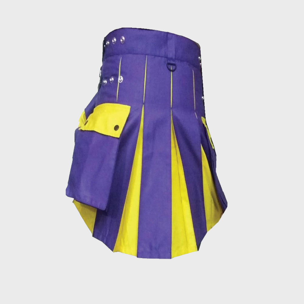 Modern Two Tone Kilt Blue and Yellow