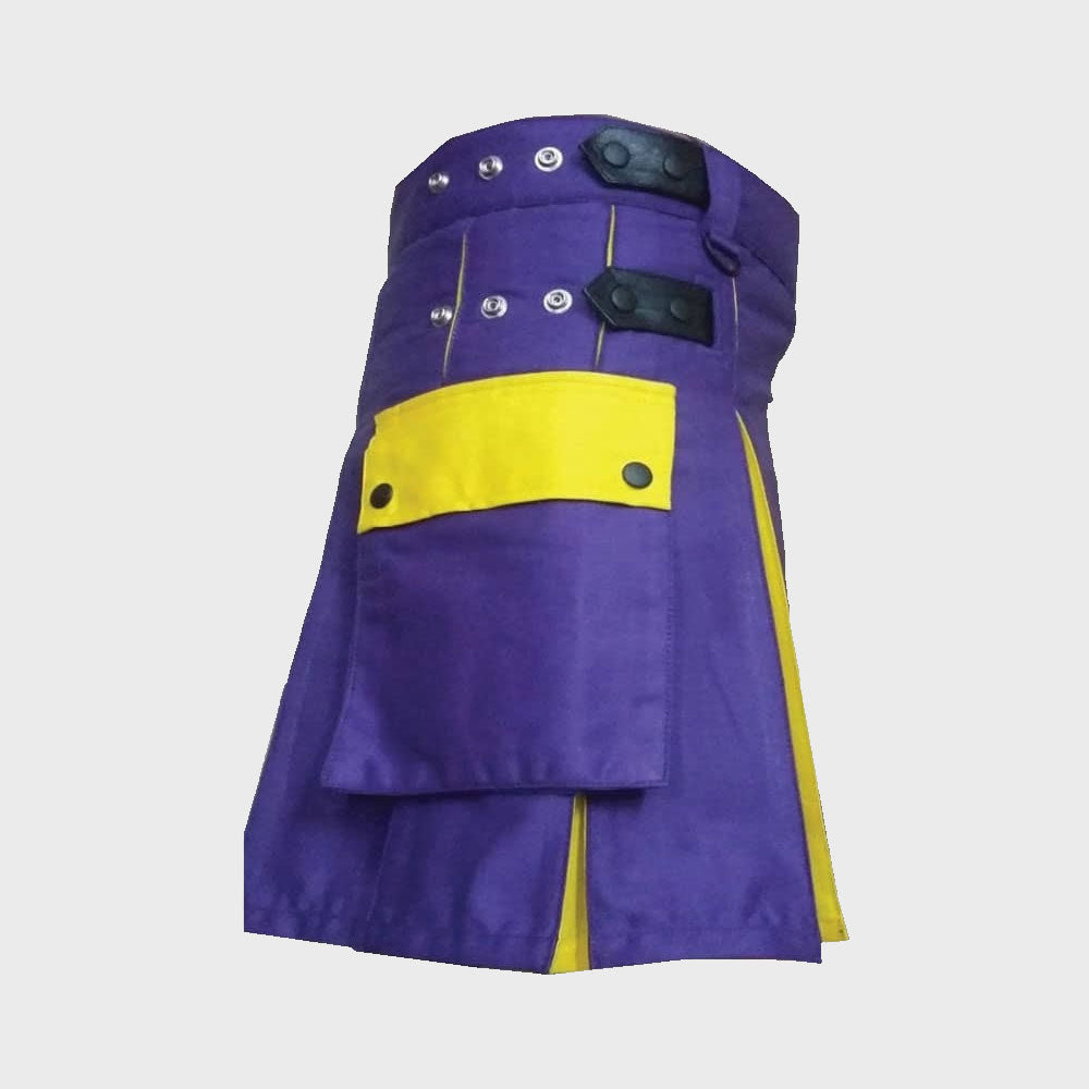 Modern Two Tone Kilt Blue and Yellow