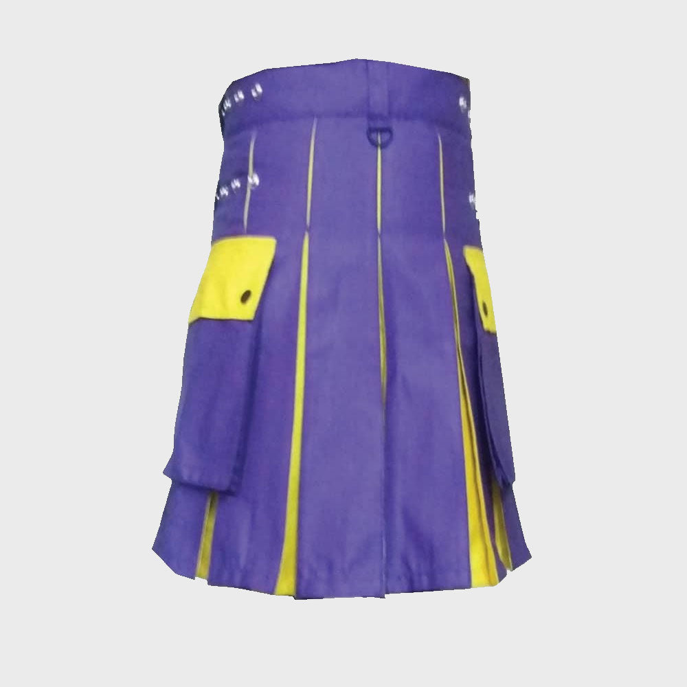 Modern Two Tone Kilt Blue and Yellow