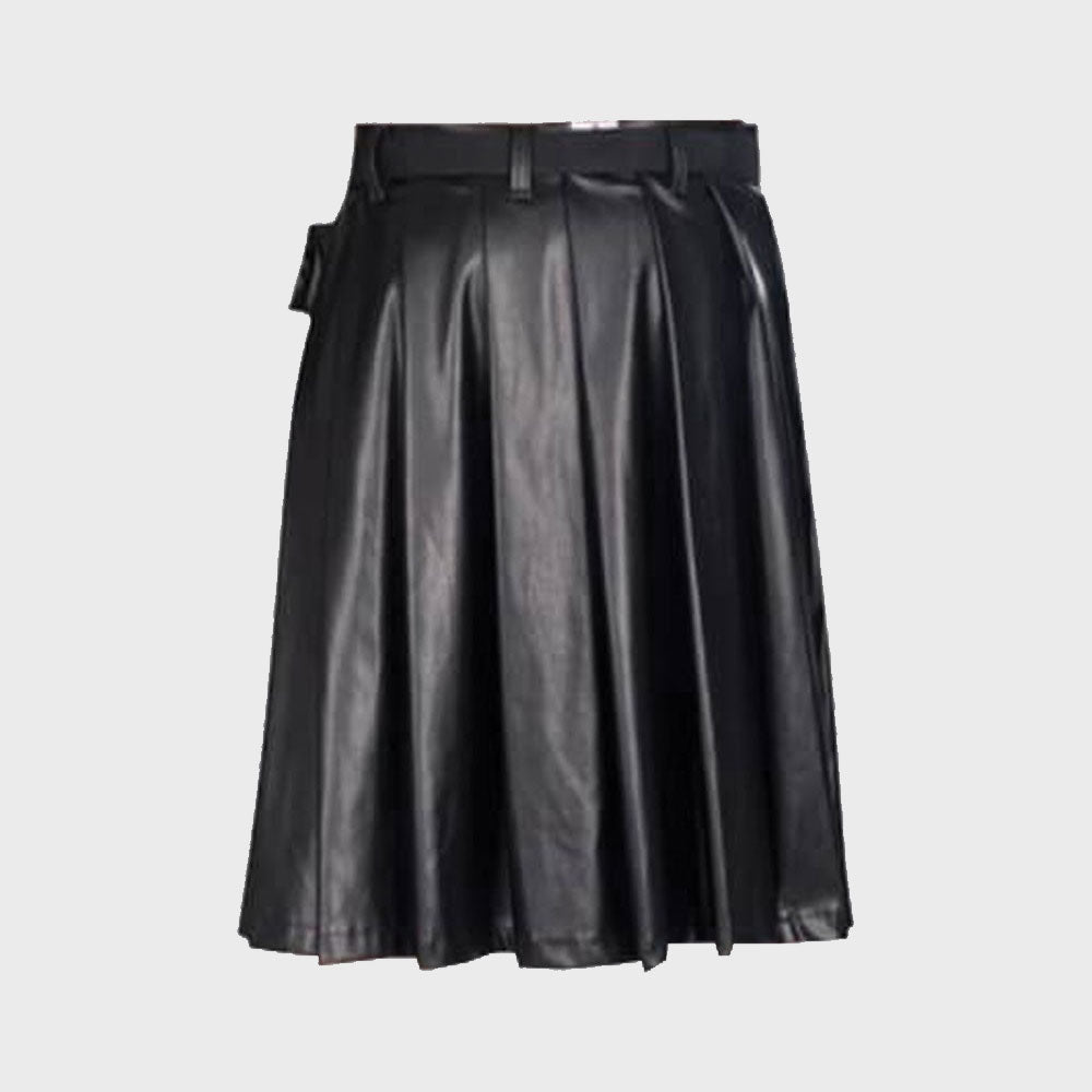 New Design Black Scottish Leather Utility Kilt