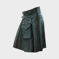 New Black Leather Kilt