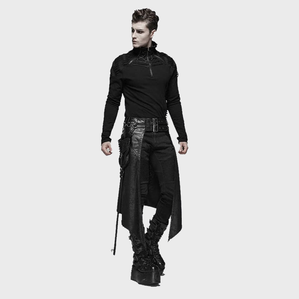Uomo guerriero medievale kilt pelle patchwork Pocket Knight Rock tradizionale kilt moda vintage gotico punk rock uomo moda gonna scozzese, B nero, S Uomo guerriero medievale kilt pelle patchwork Pocket Knight Rock tradizionale kilt moda vintage gotico punk rock uomo moda gonna scozzese, B nero, S