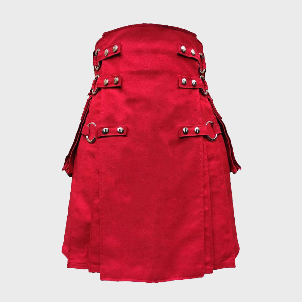 Red Canvas Cloth Straps Utility Kilt