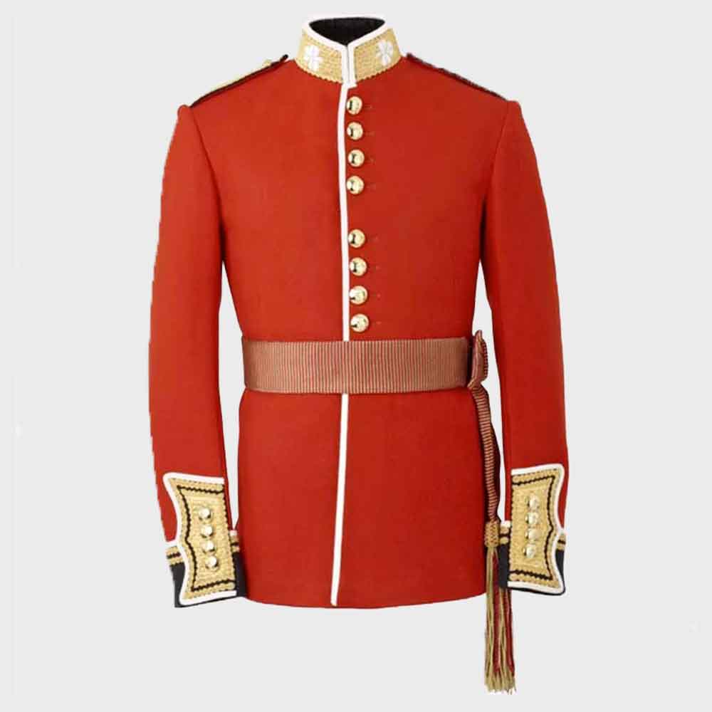 Mens Military Uniform hussar jacket Red wool military cadet tailcoat