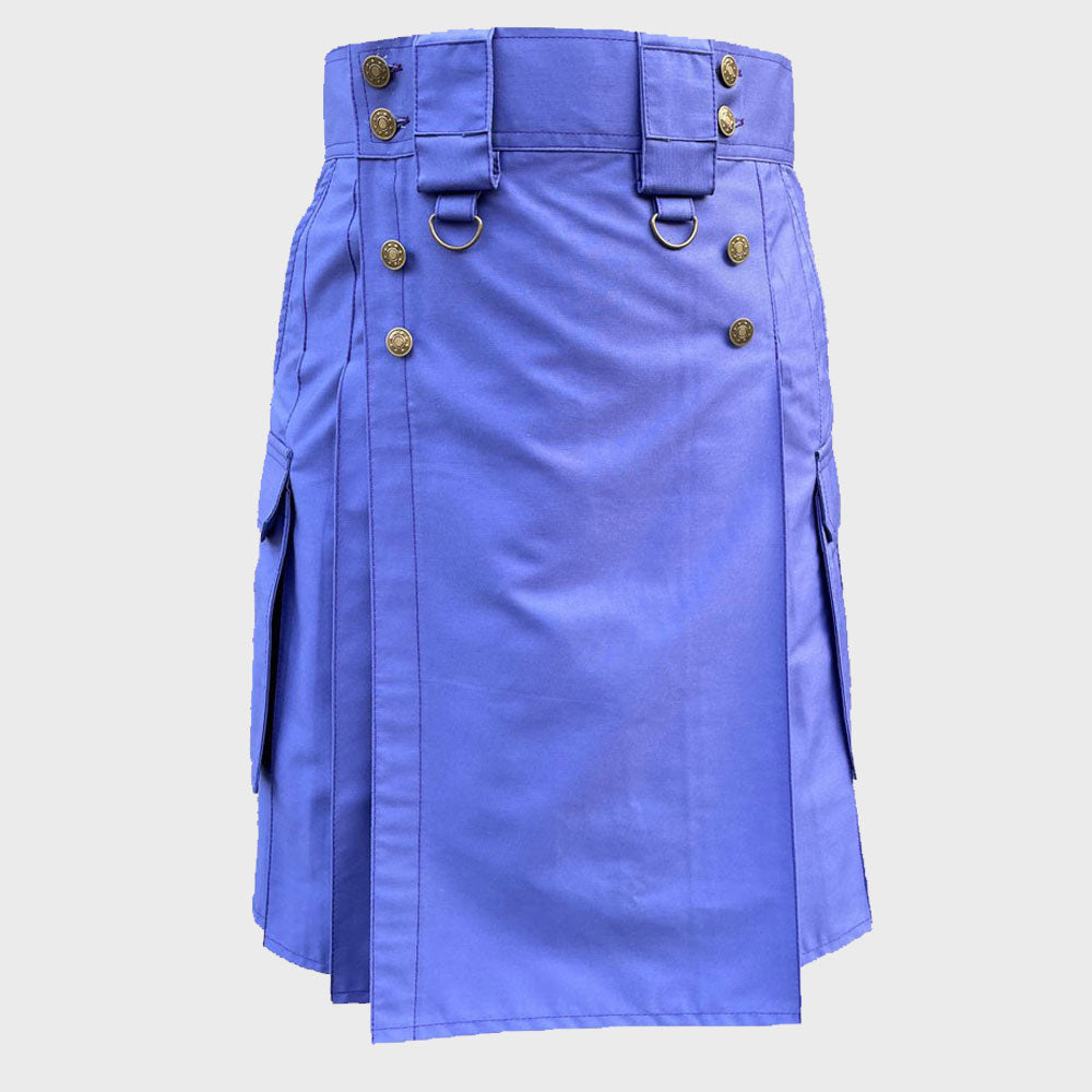 Slash Pocket Blue Utility Kilt