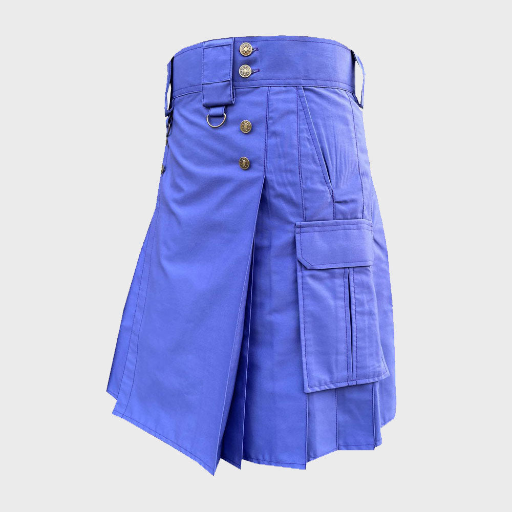 Slash Pocket Blue Utility Kilt