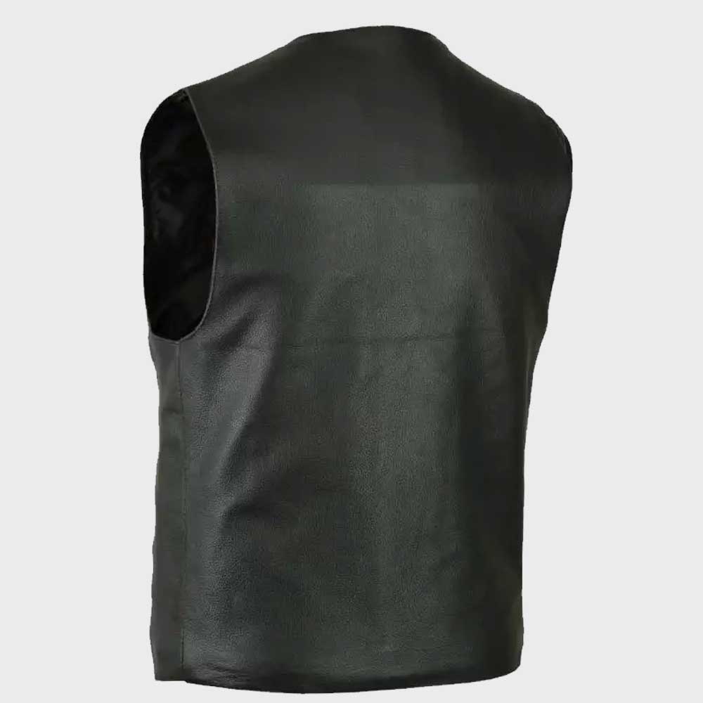 Traditional Concealed Carry Leather Vests for Men with hidden zippers