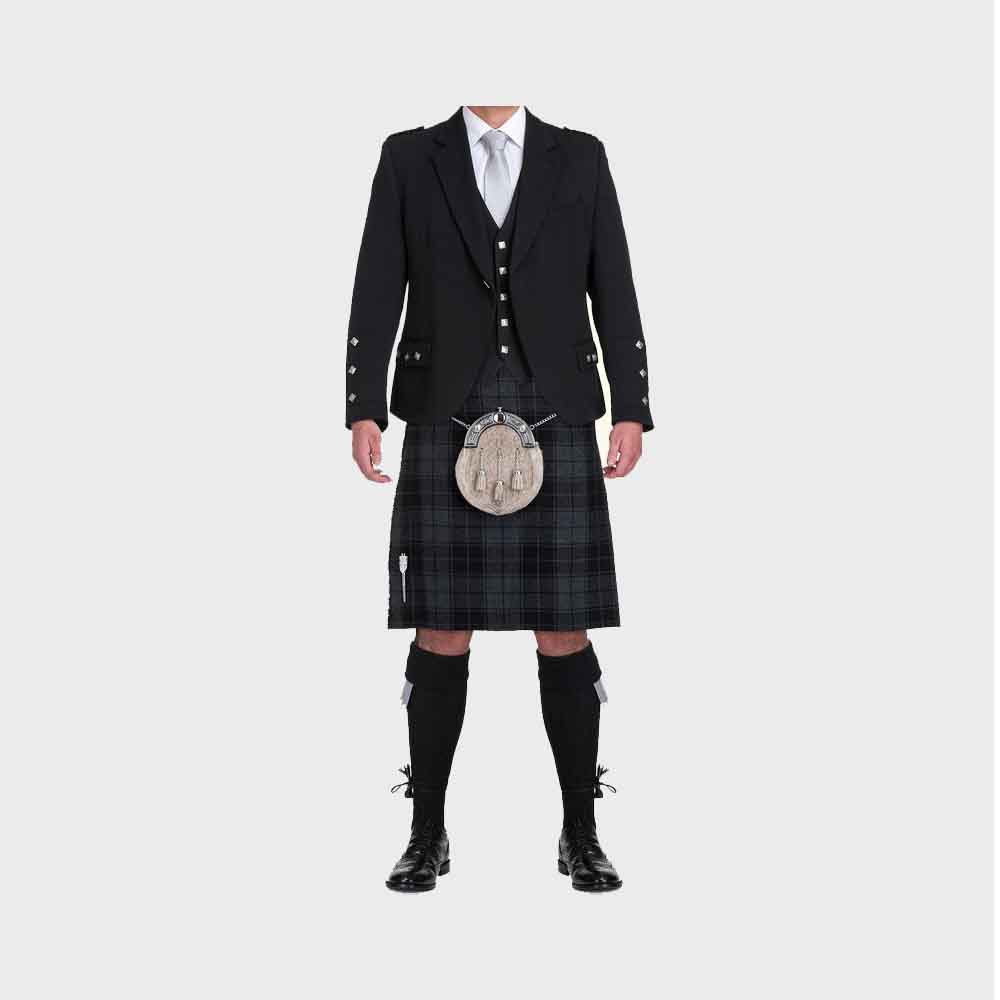 WEDDING GREY TARTAN FORMAL KILT OUTFIT 