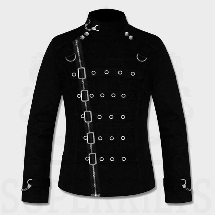 Black Asylum Goth Vampire Jacket with Metal Cuff